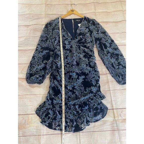 NWT Fab'Rik Women's Blue Floral Long Sleeve Classic Dress - Medium - Picture 7 of 15